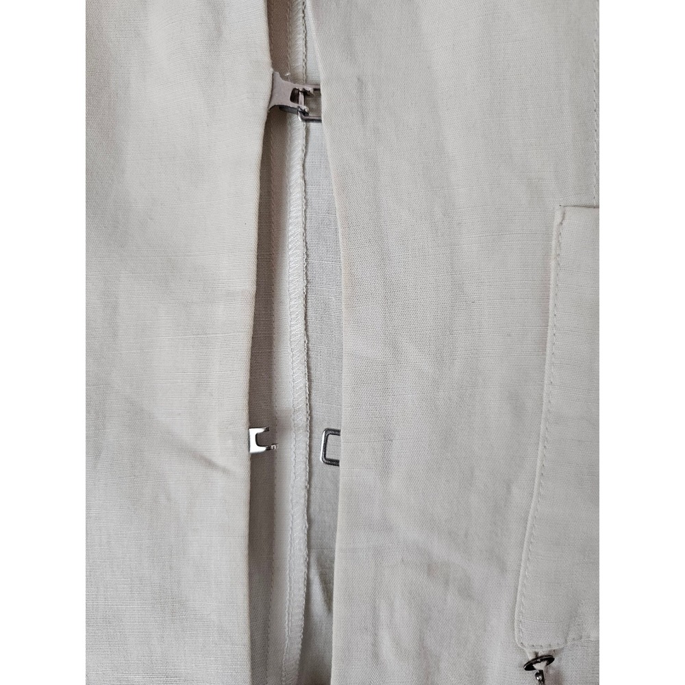 Martine Douvier Paris Off White Linen Avant Garde Hook Closure Blazer Jacket - Picture 4 of 8